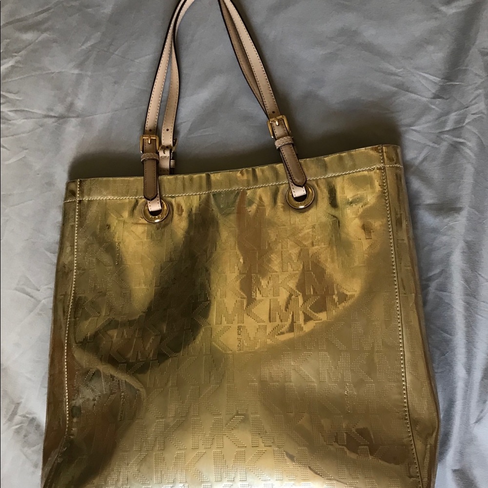 Michael Kors Logo Metallic Gold Tote